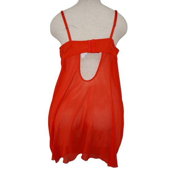 Auden Intimates Sheer Red Rhinestone-Trim Babydoll Lingerie Top (XXL) - Picture 8 of 10